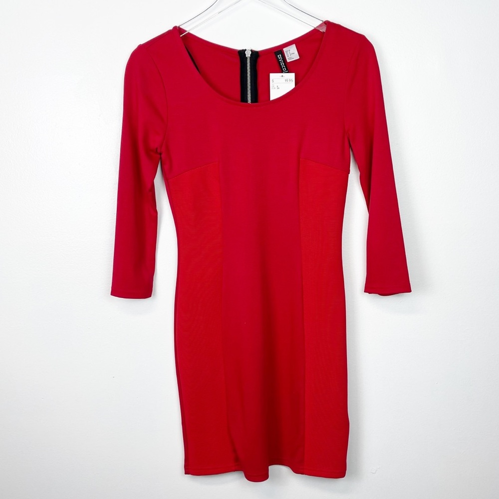 H&M Divided Red Body Con Dress, Size 8 NWT